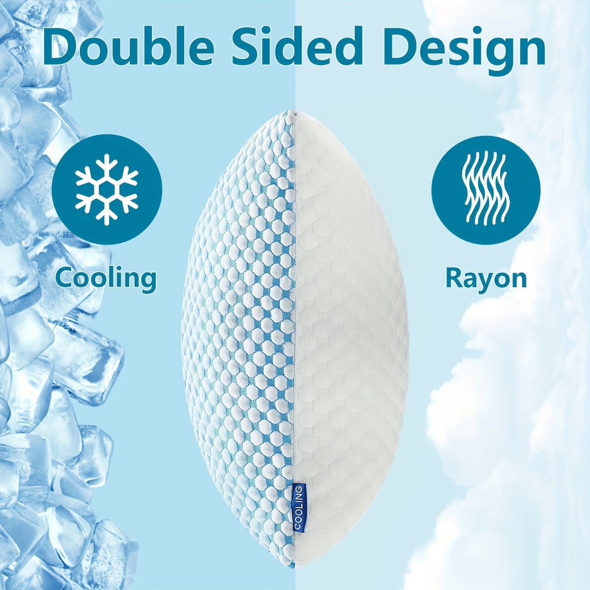 2-Pack Cooling King Size Pillows – Hotel Quality Non-Collapsing Down Alternative with Memory Foam Filling, Polyester & Viscose Cover, Machine Washable, for Side Back Stomach Sleepers