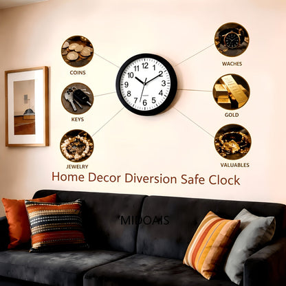 Wall-Mounted Diversion Safe Clock Hidden Secret Storage for Cash Coins Valuables Home Office Security Vault Concealed Coin Safe Sturdy Durable