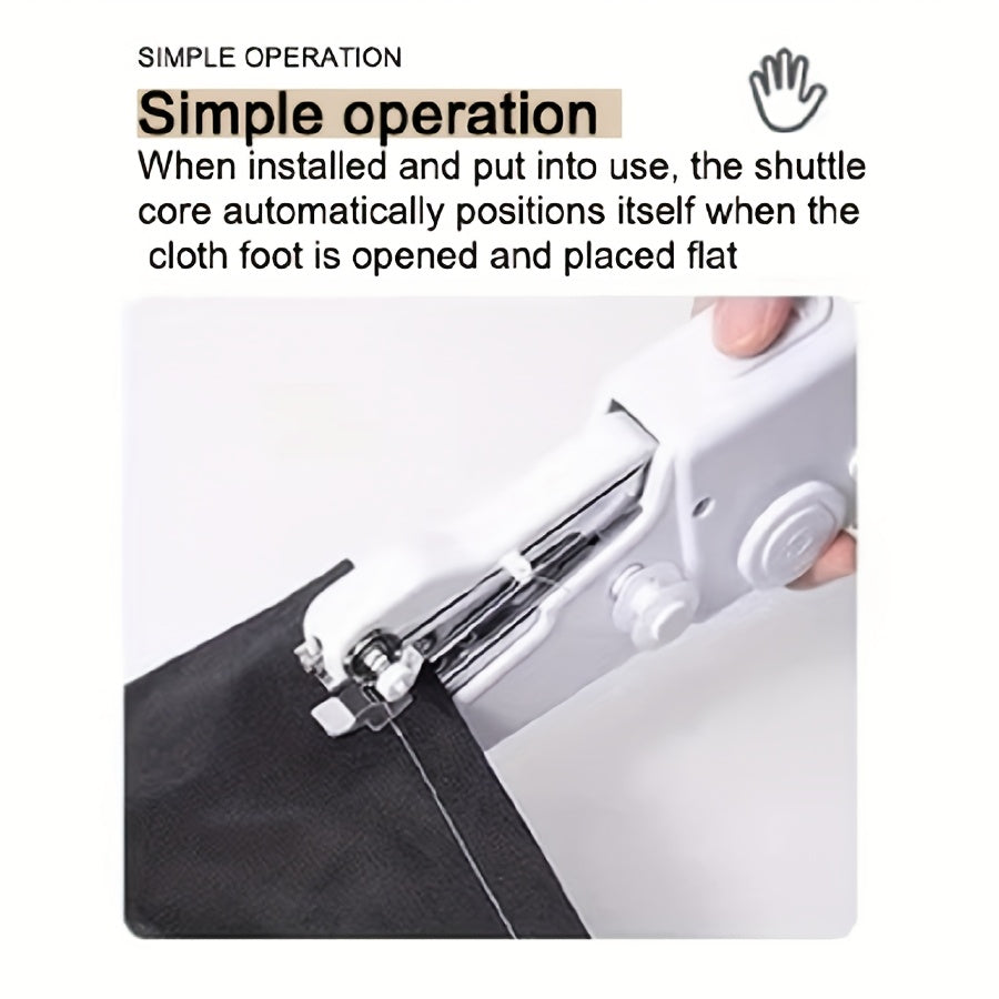 Portable Cordless Mini Sewing Machine with Accessory Kit – Lightweight Handheld Stitching Tool for Beginners Quick Fabric Repairs Hemming and DIY Crafts in White or Black