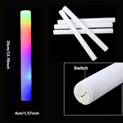 50pcs LED Foam Glow Sticks with 3 Flicker Modes – Colorful Bulk Glow Sticks for Parties, Weddings, Birthdays, Concerts, Christmas & New Year Celebrations