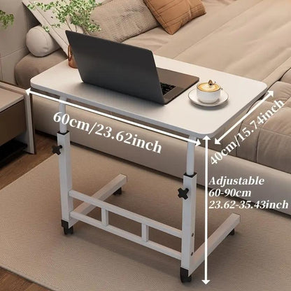 Mobile Lift Table Adjustable Height Rolling Laptop Desk Bedside Sofa Side Table for Bedroom Home Office