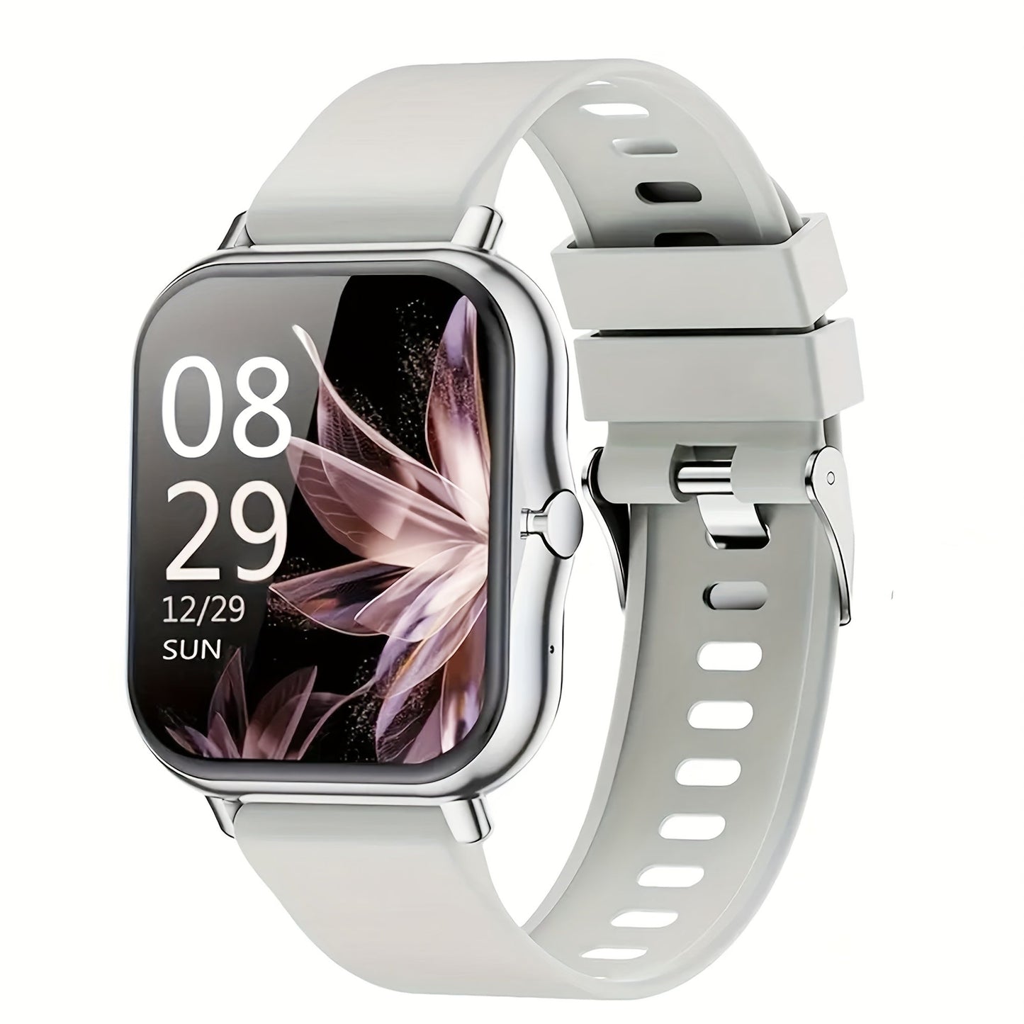 Smartwatch with Wireless Calling Full Touch Screen Fitness Tracker Multiple Sport Modes Music Control Heart Rate Sleep Monitor Compatible iPhone Android Silicone Classic Band Men Women Gift