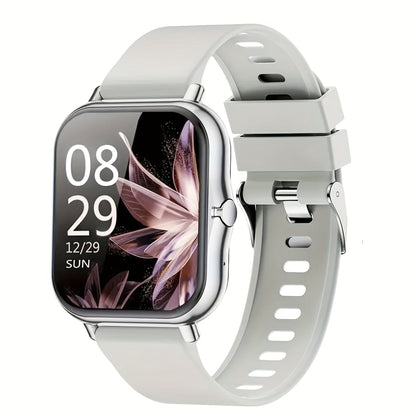 Smartwatch with Wireless Calling Full Touch Screen Fitness Tracker Multiple Sport Modes Music Control Heart Rate Sleep Monitor Compatible iPhone Android Silicone Classic Band Men Women Gift