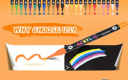 Double-Ended Waterproof Acrylic Paint Pens 48 or 72 Colors for Rock Painting Fabric Metal Glass Wood Canvas Ceramics Eggs Pumpkins DIY Art Crafts