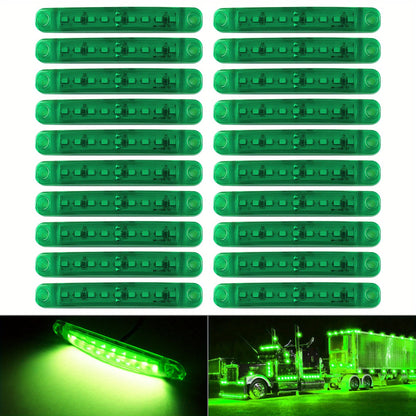 12V 9-LED Side Marker Lights 20-Pack Universal Indicator Clearance Lamp Bar for Truck Car Trailer SUV – White Red Amber Blue Green – Bright LED Side Marker Light Kit