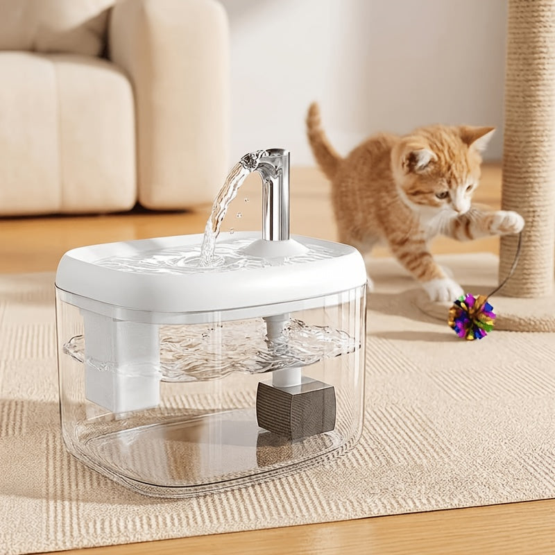 Smart Cat Water Fountain Ultra-Quiet - Multi-Stage Filtration Pet Water Dispenser, USB Powered, Easy to Clean, for Cats at Home & Travel, 3 Colors: Silver Gray, Ceramic White, Cream Yellow