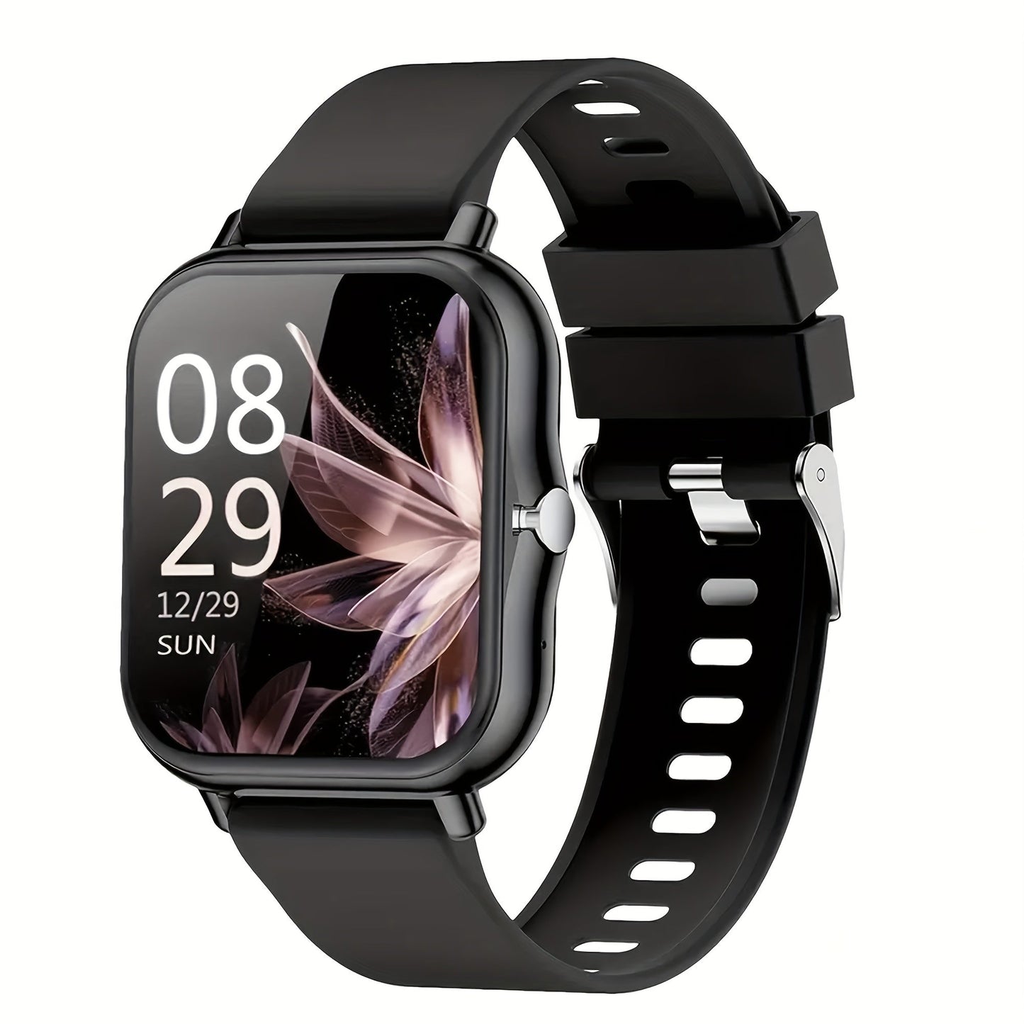 Smartwatch with Wireless Calling Full Touch Screen Fitness Tracker Multiple Sport Modes Music Control Heart Rate Sleep Monitor Compatible iPhone Android Silicone Classic Band Men Women Gift
