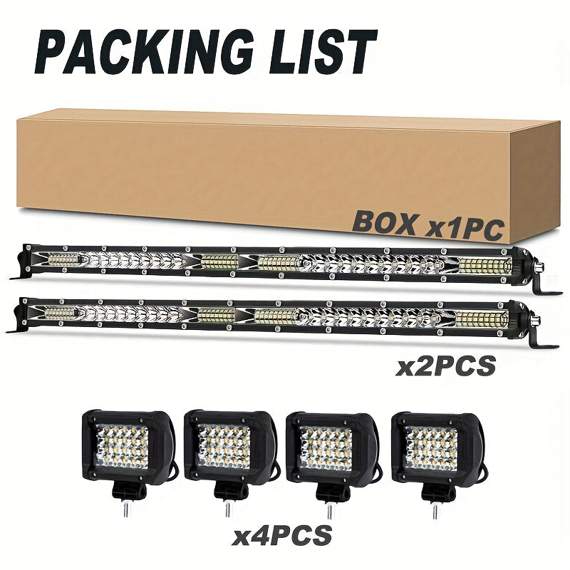 LED Work Light Bar Kit for Off-Road Truck Jeep SUV UTV ATV Tractor – 22" & 10" Light Bar + 4" LED Pods, 2000-3000 Lumens, 12-24V, No Battery Required, Multiple Configurations
