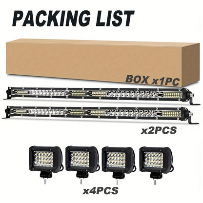 LED Work Light Bar Kit for Off-Road Truck Jeep SUV UTV ATV Tractor – 22" & 10" Light Bar + 4" LED Pods, 2000-3000 Lumens, 12-24V, No Battery Required, Multiple Configurations