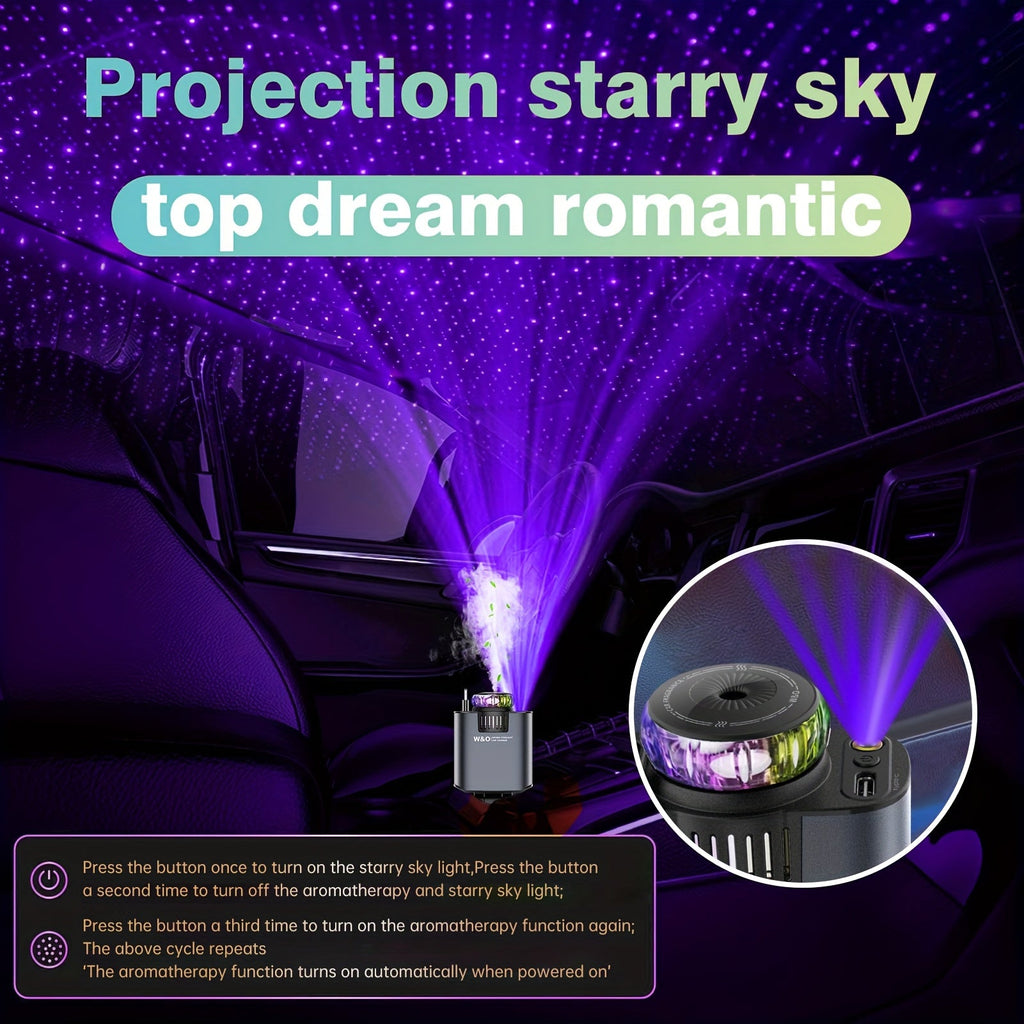 3-in-1 Retractable Car Charger with Starlight Projector & Aromatherapy – Fast Charging USB-C 2.6ft Cable for iPhone 16 17 Galaxy S25 S26, Car Phone Charger with Ambient Light (Perfume Sold Separately)