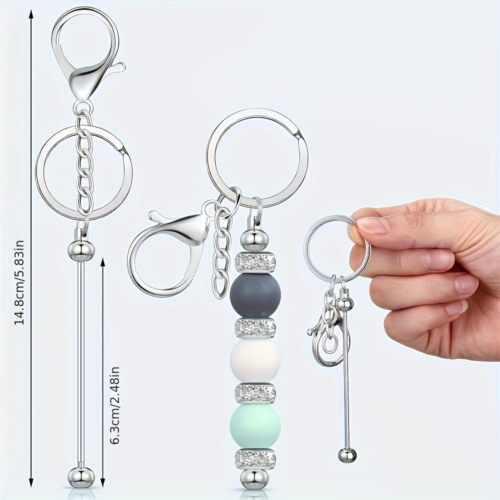 Stainless Steel Beadable Keychain Blanks DIY Kit – 12 & 24pcs Metal Keyring Pendants with Charms for Crafting, Christmas & Halloween Gifts, Gold, Silver & Rose Gold
