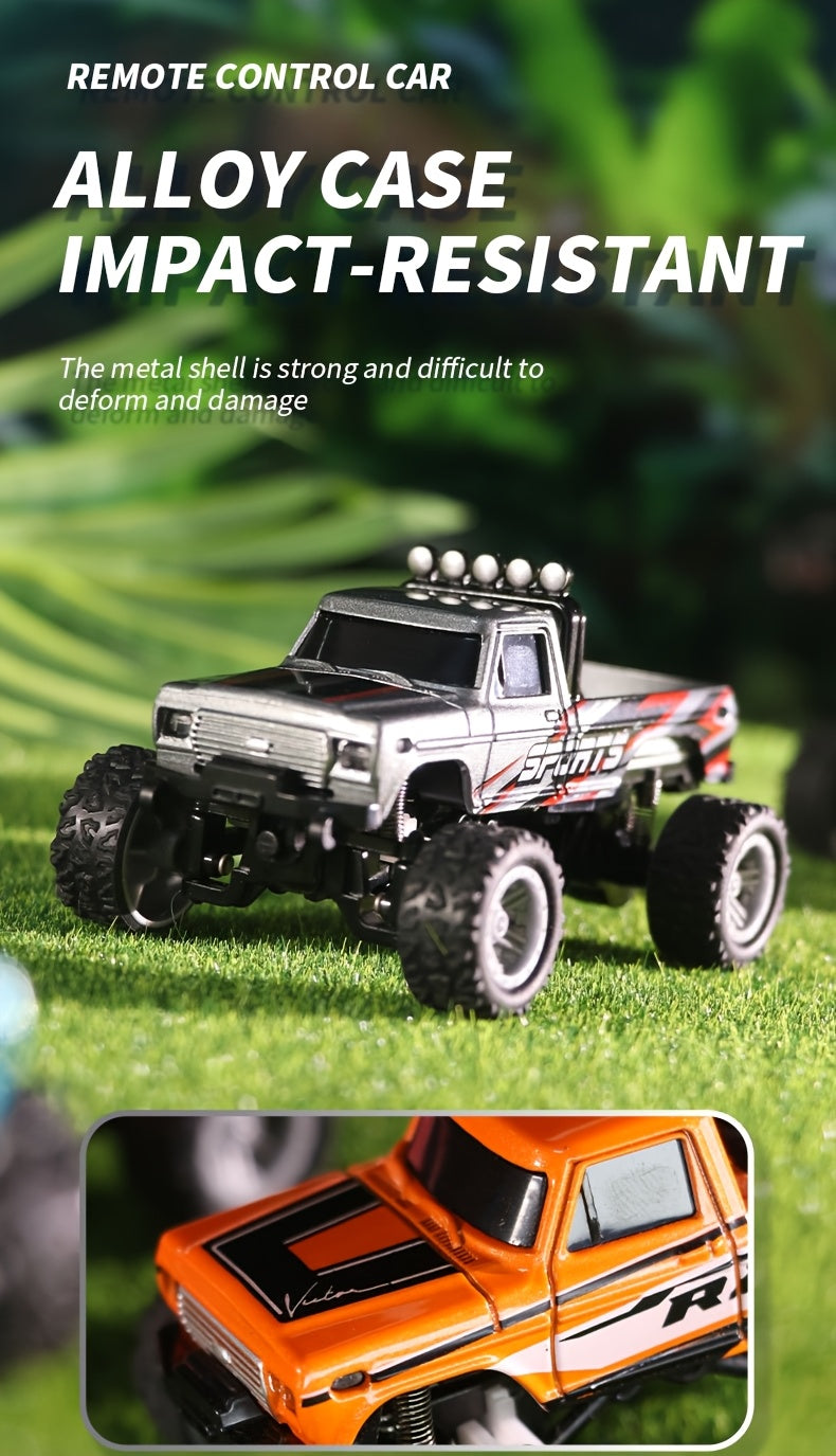 1:64 Alloy Mini Remote Control Off-Road Truck with Shock Absorbers Die-Cast RC Car Toy Gift for Boys Kids Birthday Christmas Halloween Dark Gray Teal Green Sky Blue Mixed