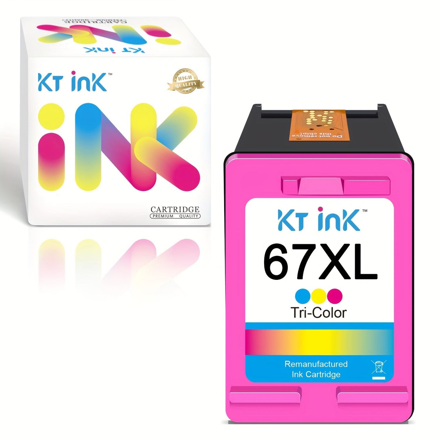 HP 67XL Ink Cartridge Replacement, Remanufactured 67XL Black & Color Ink for HP DeskJet 2732 2755 2752 2742, ENVY 6052 6055 6058 6075 Printer – High Yield, More Pages Per Cartridge