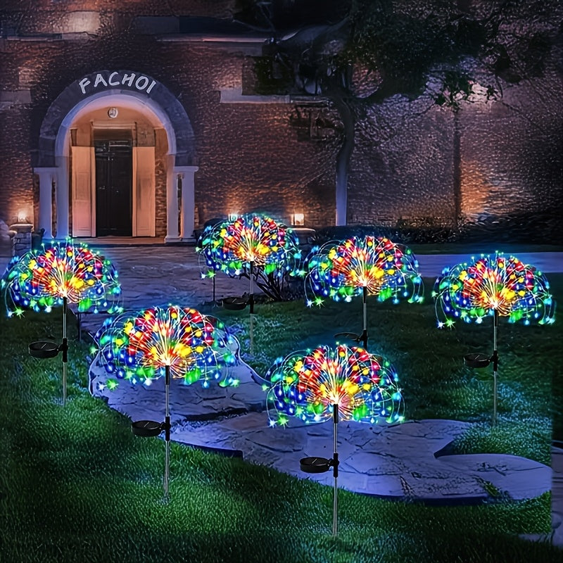Solar Firework Garden Lights Outdoor 8 Modes LED Smart Sensor Switch Waterproof Landscape Lighting for Garden Patio Walkway Pathway Yard Lawn Party Wedding Decoration 60 200 360 LED