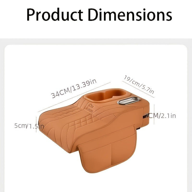 Car Center Console Tray Organizer with Raised Design Tissue Box Cup Holder Non-Slip Storage Mat Black Orange Red Brown Beige