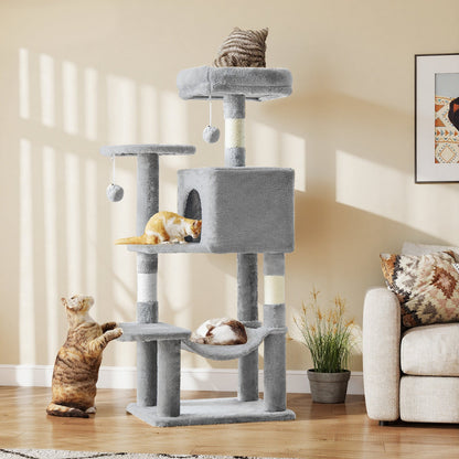44-Inch Cat Tree Tower for Indoor Cats with Condo, Hammock & Natural Sisal Scratching Posts – Multi-Level Cat Furniture with Perches & Pet House for Multiple Cats, 5 Colors