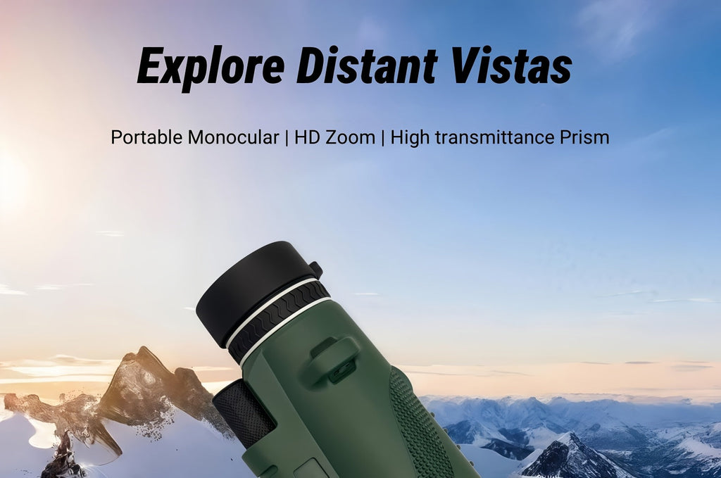 10x42 HD Monocular Telescope with Phone Adapter & Tripod – FMC Lens Compact Scope for Bird Watching, Wildlife, Hiking, Camping, Concerts & Sports – Black & Green, Christmas Gift