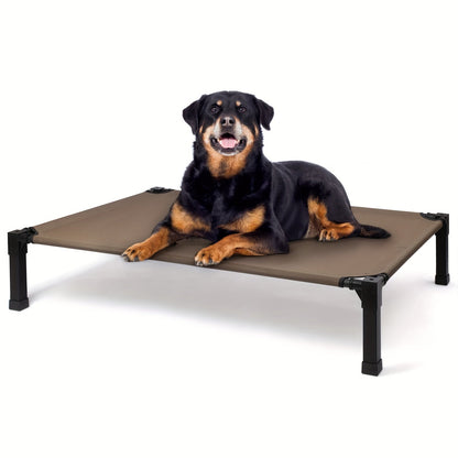 Cooling Elevated Dog Bed Raised Cot with Breathable Mesh and Metal Frame - Washable Portable Dog Cot with No-Slip Feet for Indoor and Outdoor Use, Multiple Sizes and Colors Available