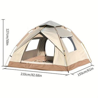 Pop Up Camping Tent Automatic Quick Open Waterproof Sunproof 2-3 Person Portable Outdoor Beach Tent for Hiking Picnic Music Festival Independence Day – All-Season Square Camp Tent with 2 Doors (Moonlight White)
