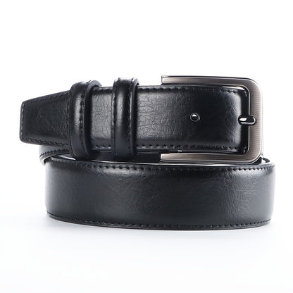 2-Pack Men's Genuine Leather Belt Set with Automatic Ratchet Buckle – Adjustable Fit 32"-44", Black & Brown, Business & Casual Dress Belt for Men