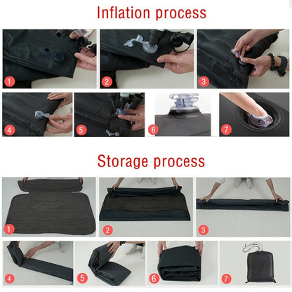 Car Inflatable Bed for SUV Sedan Soft Flocked Rear Seat Air Mattress Foldable Portable Sleeping Mat for Camping Road Trips Picnics – Includes Air Pump & Storage Bag, Black Grey Beige Pink
