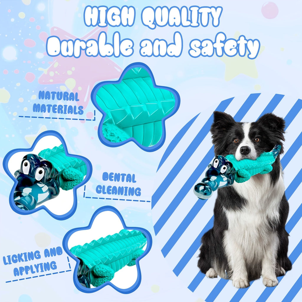 Crocodile Dog Chew Toy for Aggressive Chewers – Indestructible Milk Flavor Rubber Chew Toy with Dental Ridges for Large Medium Dogs 20-100 lbs, Tough Boredom Relief & Teeth Cleaning