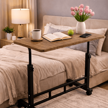 Adjustable Height Rolling Laptop Table with Wheels – Mobile Bedside Computer Desk & Sofa Side Table for Bedroom, Home Office, Dorm, 8 Colors Available