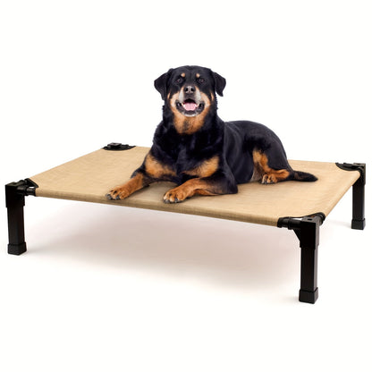 Cooling Elevated Dog Bed Raised Cot with Breathable Mesh and Metal Frame - Washable Portable Dog Cot with No-Slip Feet for Indoor and Outdoor Use, Multiple Sizes and Colors Available