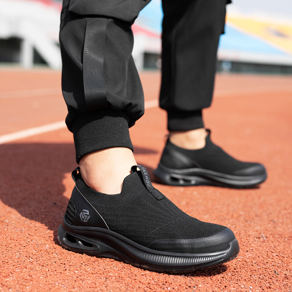 Steel Toe Work Shoes for Men Slip-On Lightweight Safety Sneakers Puncture-Resistant Non-Slip Loafers Black Grey Blue Sizes US 5.5-14
