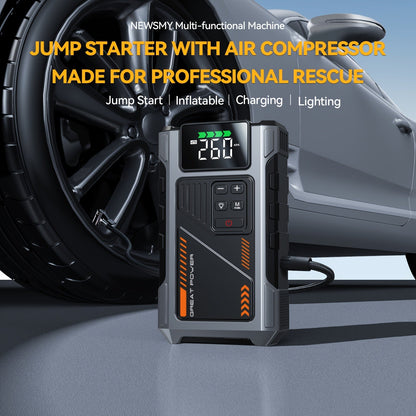 Portable Car Jump Starter 12V Battery Booster Pack with Optional Air Compressor - Emergency Battery Jump Start for Gasoline & Diesel Engines, Compatible with Sedans, SUVs, Trucks & Lawn Mowers