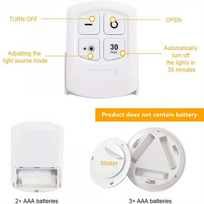 5 Pack LED Wireless Night Lights Remote Control Magnetic Adhesive Battery Operated for Cabinet Hallway Bathroom Bedroom Kitchen Stairs Home Decoration Easy Setup