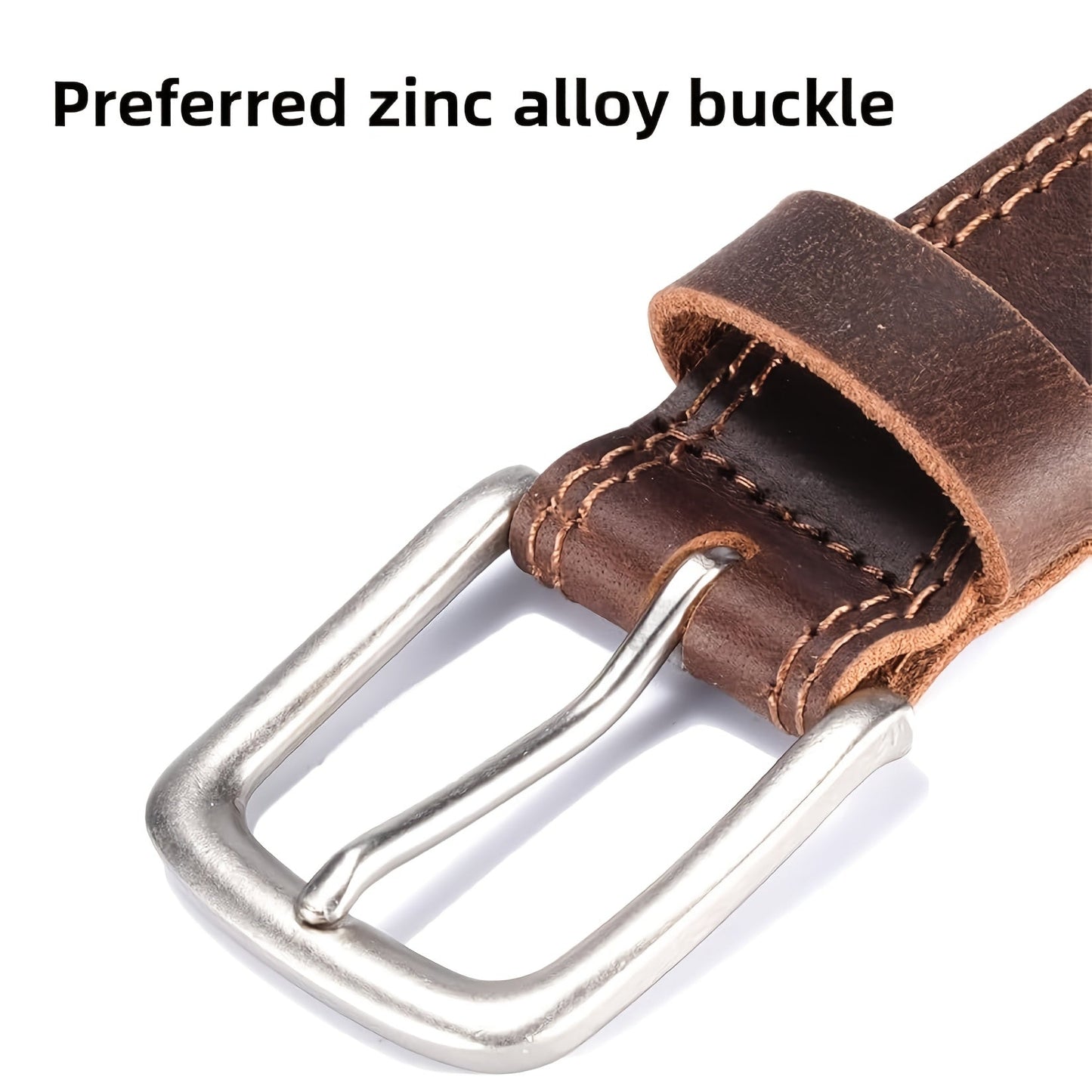 2-Pack Men's Genuine Leather Belts Gift Set – Handmade with Zinc Alloy Buckle, Sizes 30-50, Perfect for Daily Jeans, Father's Day, Christmas & Thanksgiving