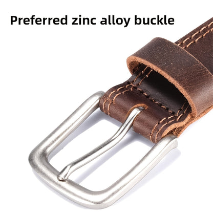 2-Pack Men's Genuine Leather Belts Gift Set – Handmade with Zinc Alloy Buckle, Sizes 30-50, Perfect for Daily Jeans, Father's Day, Christmas & Thanksgiving