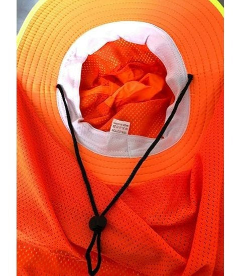 Men's High Visibility Reflective Sun Hat with Neck Flap – Wide Brim Boonie Bucket Cap, UPF UV Protection, Quick-Dry Breathable Mesh, Outdoor Fishing Hiking Camping Hat