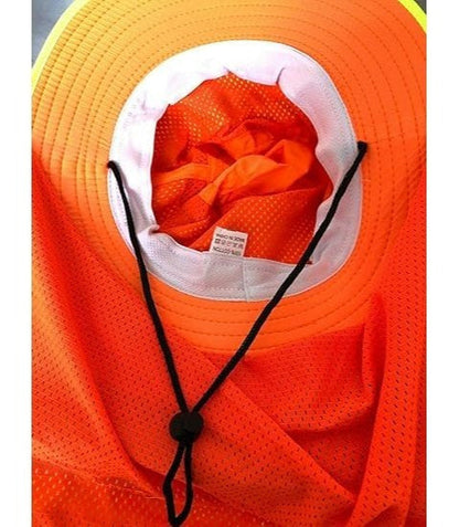 Men's High Visibility Reflective Sun Hat with Neck Flap – Wide Brim Boonie Bucket Cap, UPF UV Protection, Quick-Dry Breathable Mesh, Outdoor Fishing Hiking Camping Hat