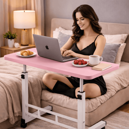 Adjustable Height Rolling Laptop Table with Wheels – Mobile Bedside Computer Desk & Sofa Side Table for Bedroom, Home Office, Dorm, 8 Colors Available