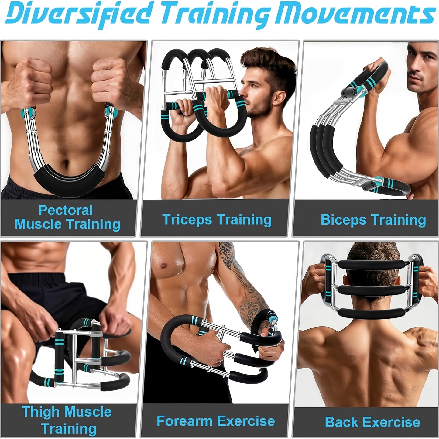 Arm Strength Trainer Chest Expander 3-Bar 3-Level Adjustable Resistance Tubes Portable Detachable Forearm Strengthener Home Gym Workout Device for Muscle Building Upper Body Training