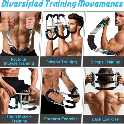 Arm Strength Trainer Chest Expander 3-Bar 3-Level Adjustable Resistance Tubes Portable Detachable Forearm Strengthener Home Gym Workout Device for Muscle Building Upper Body Training
