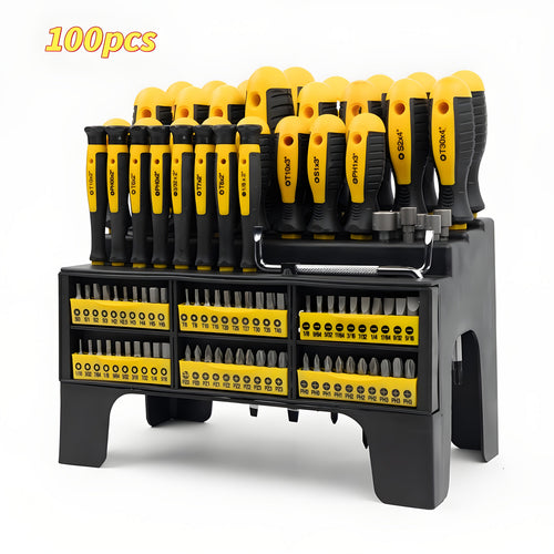 Magnetic Screwdriver Set 100-126pcs Precision Bits Kit with Plastic Rack – Insulated Handles, Torx, Phillips, Hex, Slotted for Electronics, DIY Home Repair & Men's Gift