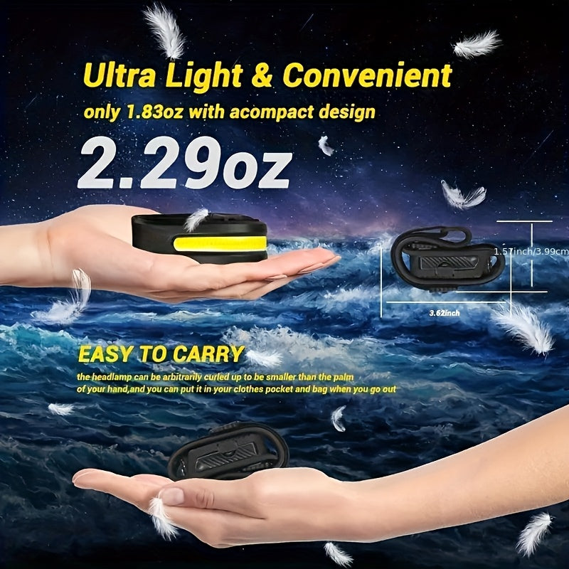 4 Pack USB Rechargeable LED Headlamp Ultra Bright Hands-Free with Adjustable Headband, Built-in 1200mAh Lithium Battery, Multi-Mode Emergency Work Light for Camping Hiking Running Fishing Repairing
