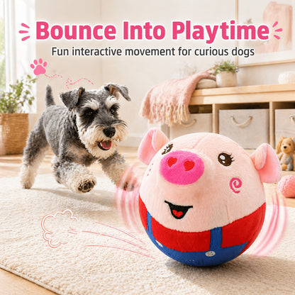USB Rechargeable Bouncing Dog Toy – Motion Sensor Electronic Ball with Pig Sound & Voice Recording, Washable Interactive Fetch Toy for Small Dogs & Puppies
