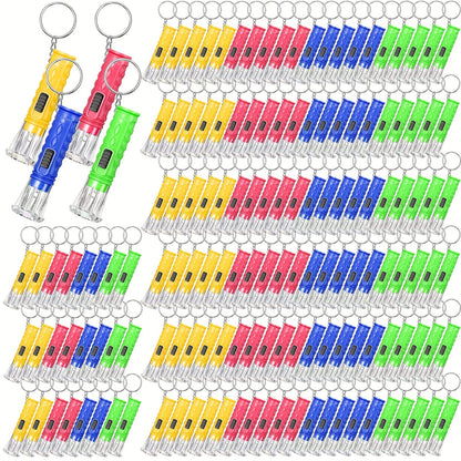 150PCS Mini LED Flashlight Keychains Bulk – Assorted Colors Portable Handheld Key Ring Lights for Halloween, Camping, Hiking, Cycling & Party Favors