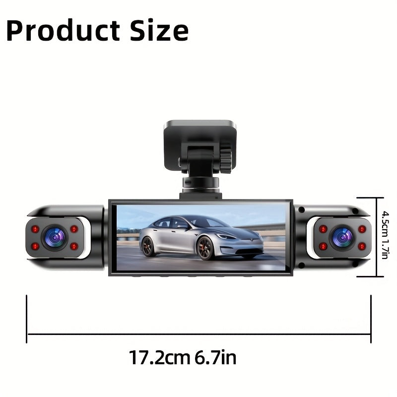 360° Panoramic Dash Cam 3/4 Lens 1080P HD with Quad-Split Screen, HD Night Vision, WDR & G-Sensor – Full Coverage Front, Rear, Left & Right Loop Recording – Rideshare & Fleet Ready – Velora
