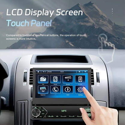 Single DIN Car Stereo 7 Inch HD Retractable Touchscreen – MP5 Player with Mirror Link, Bluetooth, FM Radio, USB, AUX, Colorful Backlight, 45W×4 Amplifier | Velora