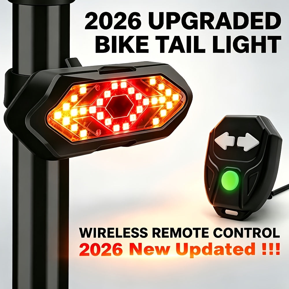 Bike Tail Light with Turn Signals USB Rechargeable 120 Lumens 5 Modes Wireless Remote Control LED Safety Rear Light for Road Mountain Commuter Bike Adults Kids Men Women Cycling