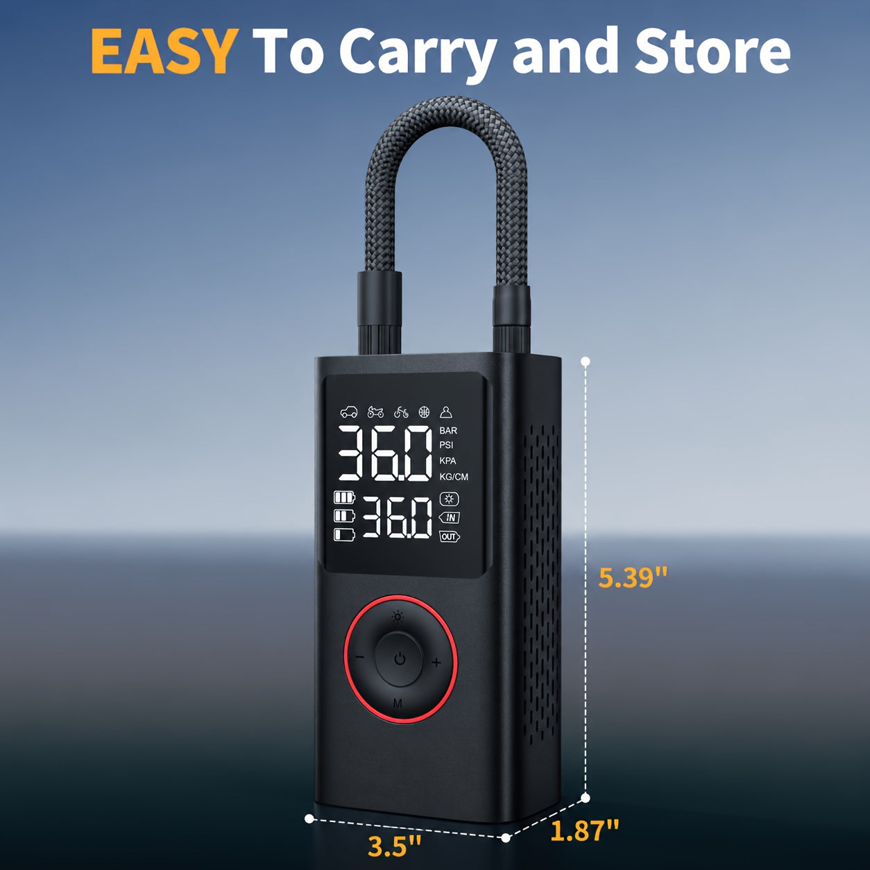 Cordless Tire Inflator 150PSI | 3X Fast Inflation, 3500mAh USB Rechargeable, Digital Gauge, LED Light & Auto Shut-Off – Portable Air Compressor for Cars, SUVs, Bikes, Motorcycles & Sports Balls
