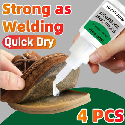4-Pack Heavy Duty Super Glue Fast Drying Clear Waterproof Adhesive – Strong Bond for Plastic Wood Metal Ceramic Leather and PVC – For DIY Crafts Rhinestone Nail and Shoe Repairs