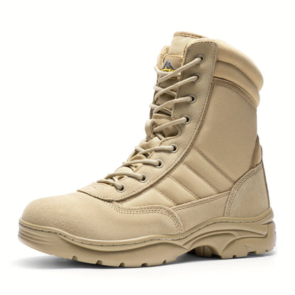 Men's Leather Tactical Combat Boots Side Zipper 9-Inch Non-Slip Lightweight - Hiking Motorcycle Outdoor Boots US 6.5-15