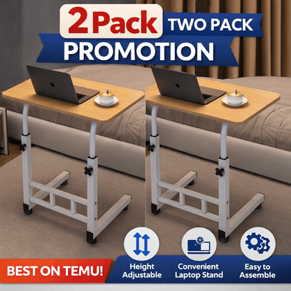 Mobile Lift Table Adjustable Height Rolling Laptop Desk Bedside Sofa Side Table for Bedroom Home Office