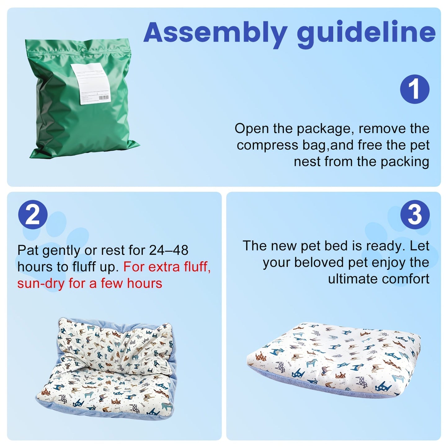 Washable Dog Bed Mat – Breathable Summer Pet Mattress with Removable Cover & Non-Slip Bottom, Cute Animal Patterns, All-Season Crate Pad for Small Medium Large Dogs & Indoor Cats